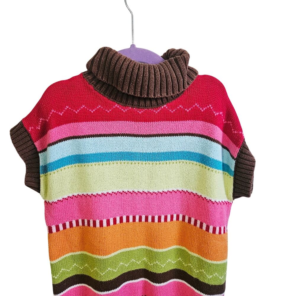 Gymboree Girls S Short Sleeve Pullover Tunic Sweater Colorful Stripe 100% Cotton - Picture 2 of 5